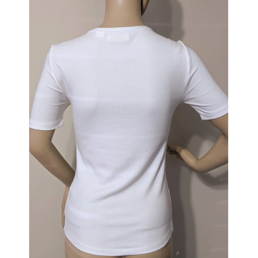 Maeve-Anthro White Ribbed Button Up Top XS - Picture 5 of 9